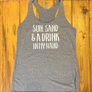 Next Level Apparel Gray Racerback Swim Cover-Up Tank with White Graphic